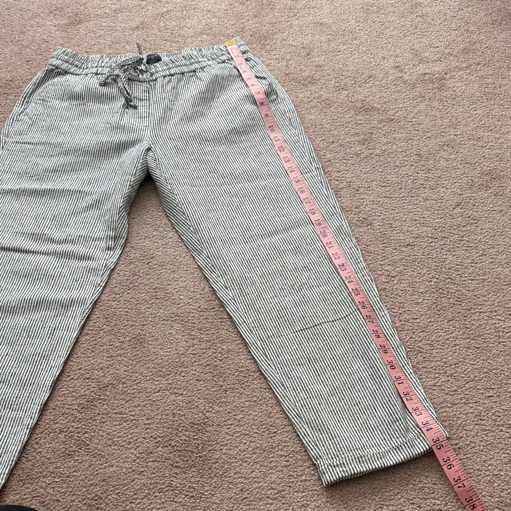 J. Crew Factory Women's Black and White Striped Cropped Linen Pants - Picture 2 of 11